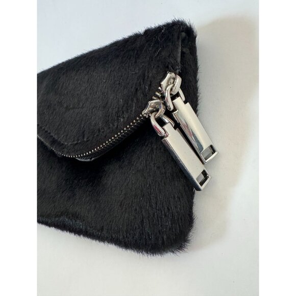 Faux Fur Zip Clutch Bag By Free People Black 8" x 5.5" - Picture 3 of 16